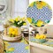 Capri Blue Lemon Table Runner – Italian Tile Pattern, Burlap Fabric, Artificial Yellow Lemon Fruit, Farmhouse Dining Table Decor, Coffee Table Centerpiece, Indoor/Outdoor Kitchen & Patio, 13x72 Inch